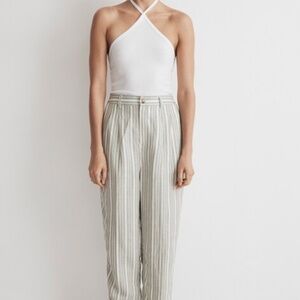 Tailored Tapered Pant in Striped Linen-Blend